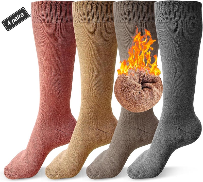 mickee Knee High Socks for Woman, Boot Sock/Long Sock Cotton Thermal Socks for Hiking Skiing Winter Gifts-4pairs - Image 1
